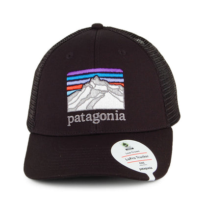 Gorra Trucker Line Logo Ridge de lona de algodón orgánico de Patagonia - Negro