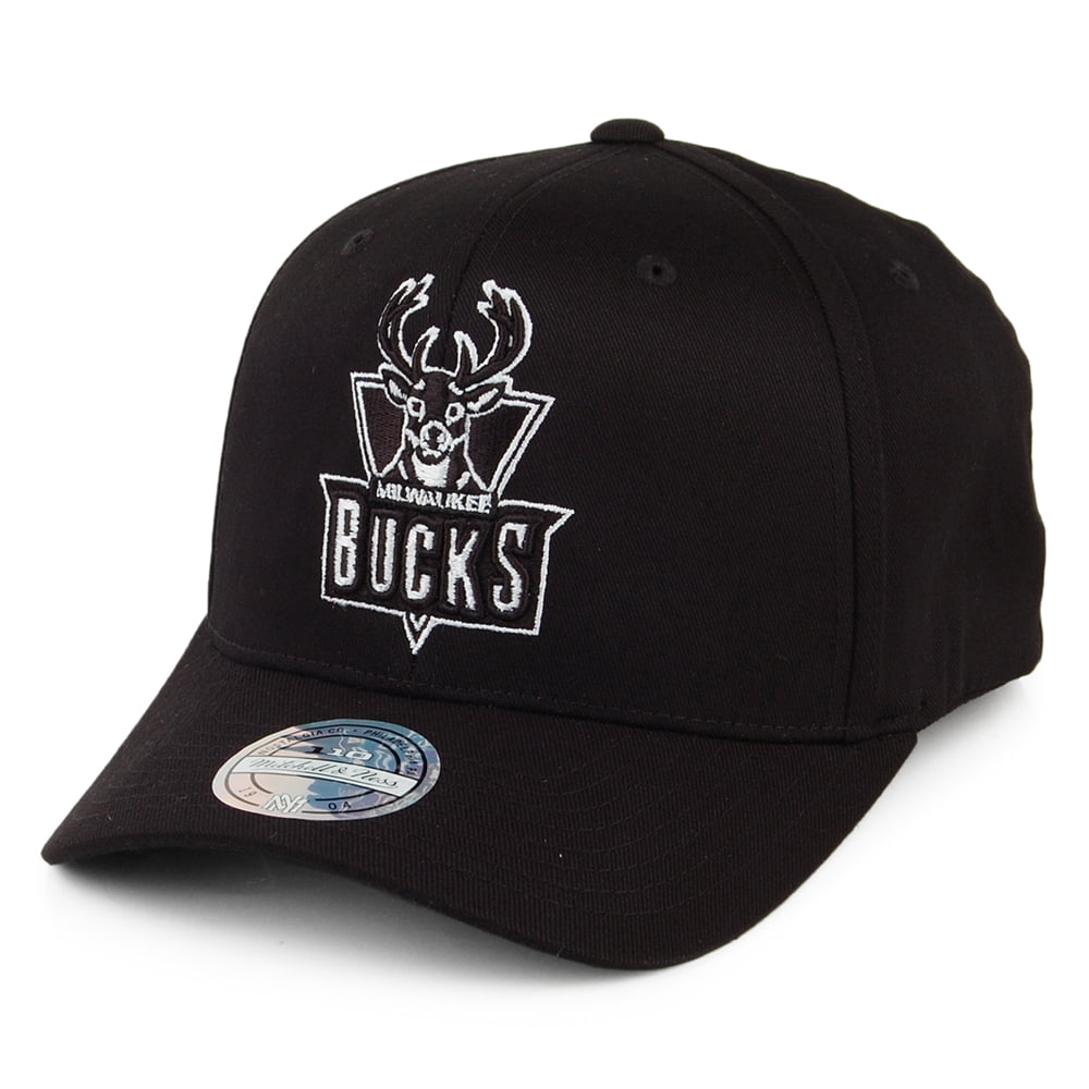 Gorra Snapback B&W Logo 110 Milwaukee Bucks de Mitchell & Ness - Negro-Blanco