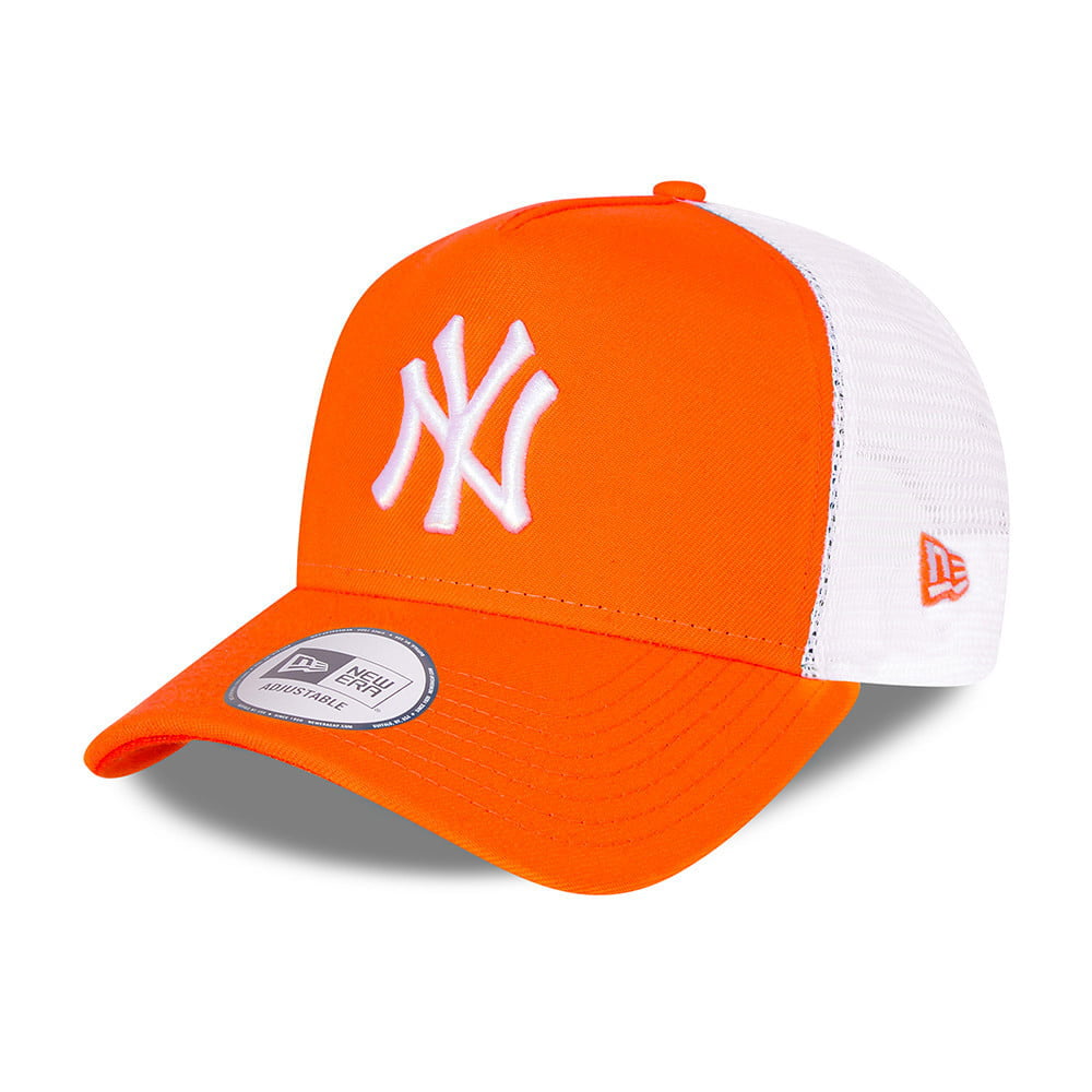 Gorra Trucker A-Frame MLB Tonal Mesh New York Yankees de New Era - Naranja Neon-Blanco