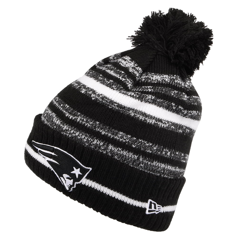 Gorro con pompón NFL Sport Knit - New England Patriots de New Era - Negro-Blanco