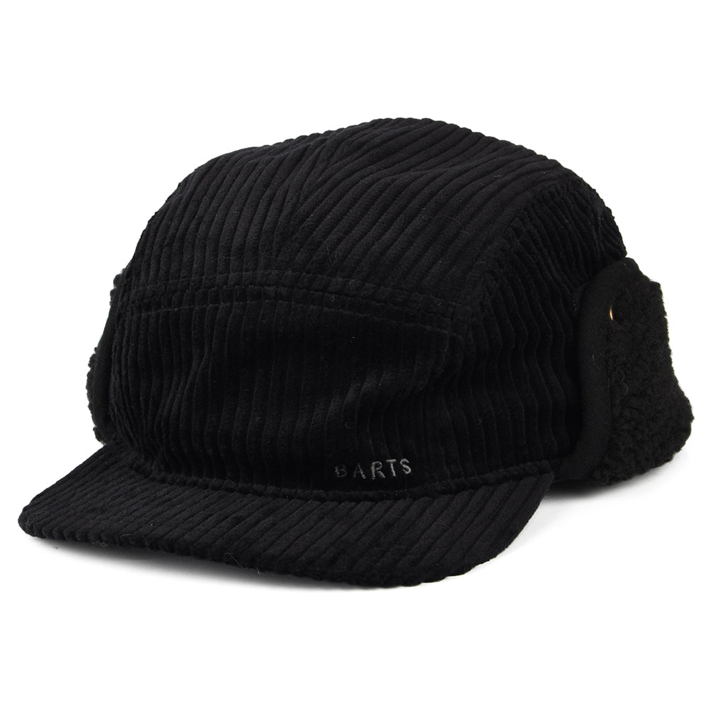 Gorra 5 paneles Rayner de pana con orejeras de Barts - Negro