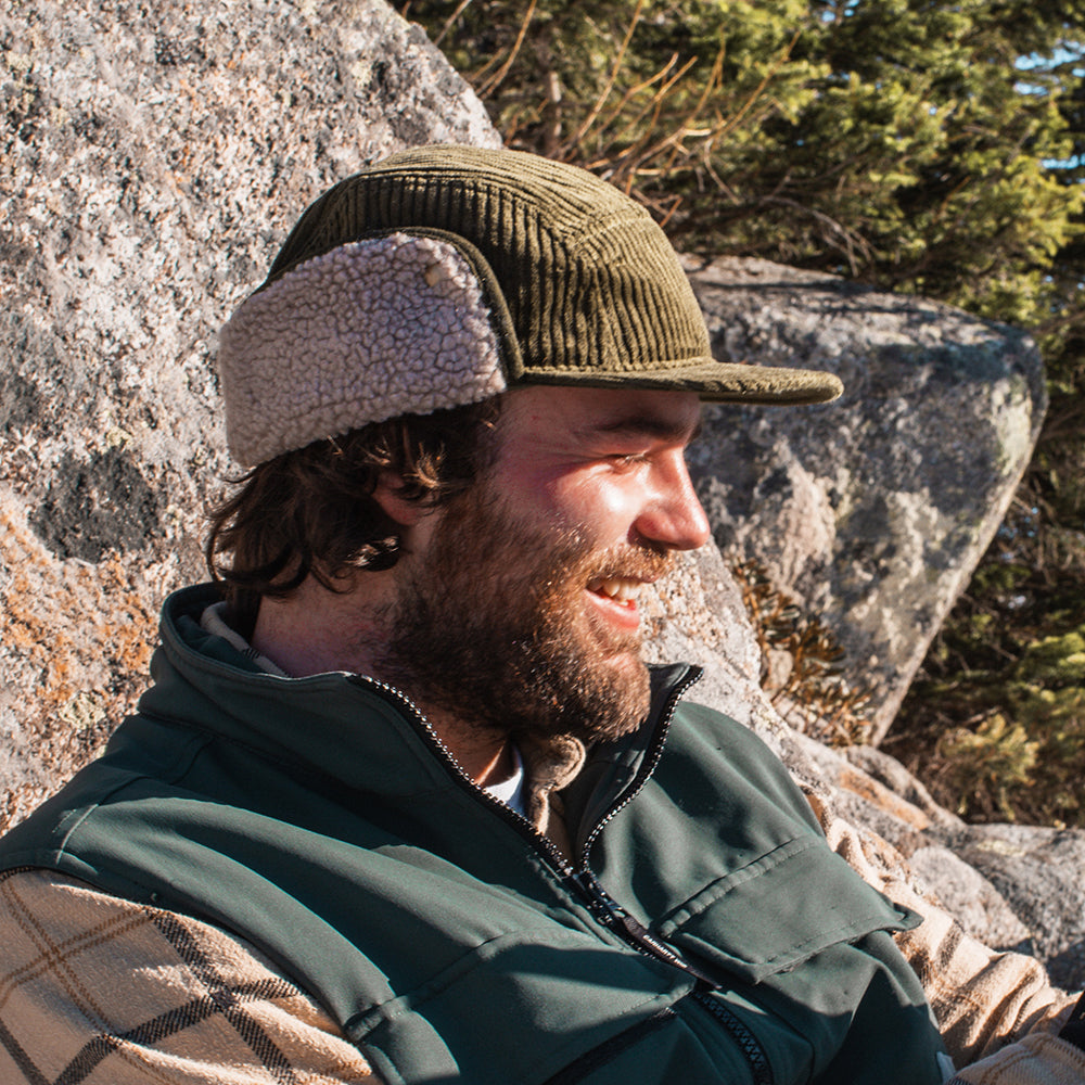 Gorra 5 paneles Rayner de pana con orejeras de Barts - Verde Militar