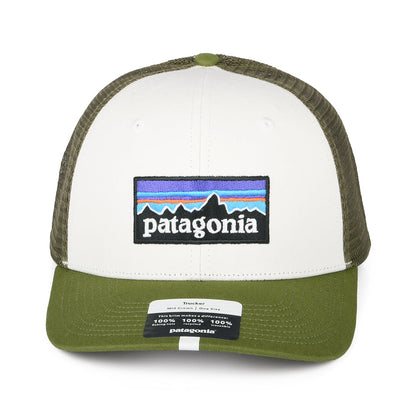 Gorra Trucker P-6 Logo de algodón orgánico de Patagonia - Blanco-Verde