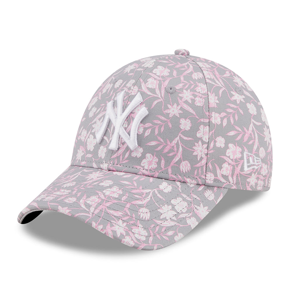 Gorra de béisbol mujer 9FORTY MLB Floral New York Yankees de New Era - Gris Claro