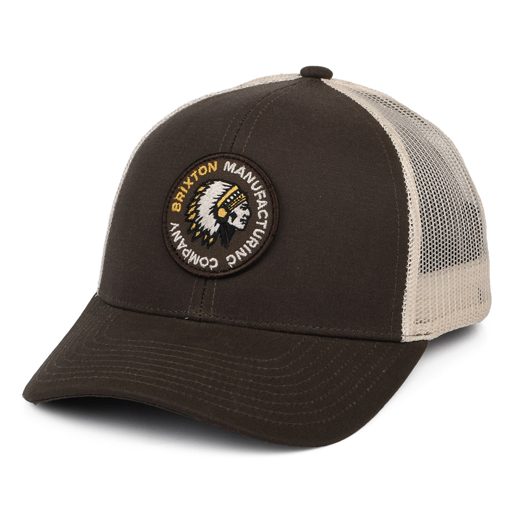 Gorra Trucker Rival Stamp NetPlus MP de Brixton - Marrón-Blanco Roto