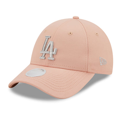 Gorra de béisbol mujeres 9FORTY MLB Metallic Logo L.A. Dodgers de New Era - Rosa Claro-Plateado