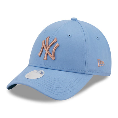 Gorra de béisbol mujer 9FORTY MLB Metallic Logo New York Yankees de New Era - Azul Claro-Cobrizo