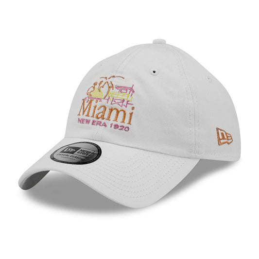 Gorra de béisbol 9TWENTY Script Casual Classic Miami de New Era - Blanco