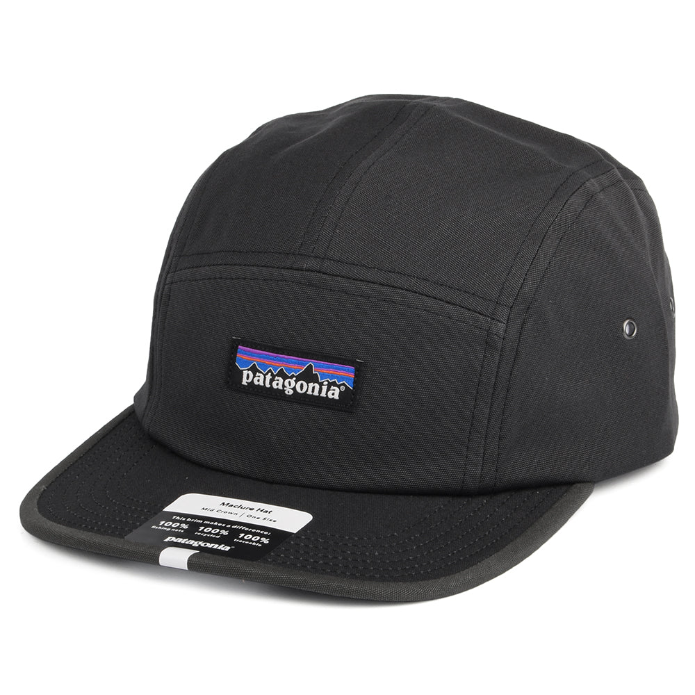 Gorra 5 paneles P-6 Label Maclure de algodón orgánico de Patagonia - Negro
