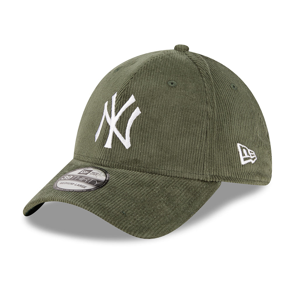 Gorra de béisbol 39THIRTY MLB Cord New York Yankees de New Era - Verde Oscuro-Blanco