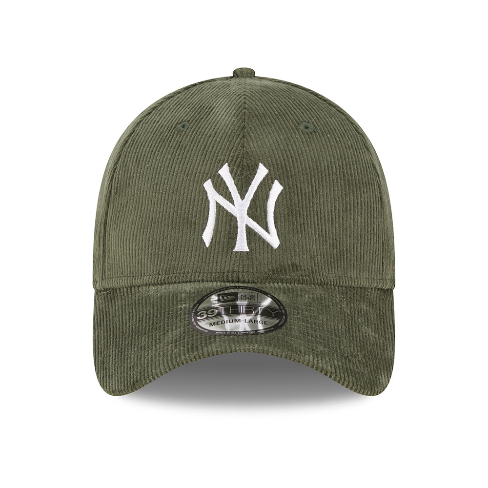 Gorra de béisbol 39THIRTY MLB Cord New York Yankees de New Era - Verde Oscuro-Blanco