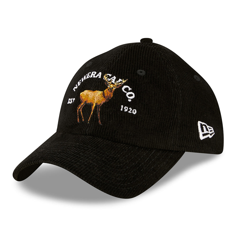Gorra de béisbol 9TWENTY de pana Wildlife Casual Classic Deer de New Era - Negro