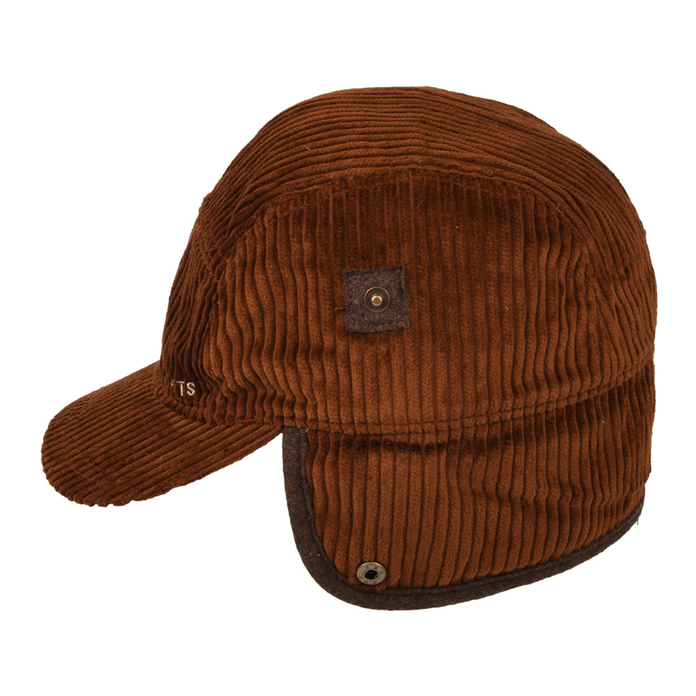 Gorra 5 paneles Rayner de pana con orejeras de Barts - Rojo Óxido