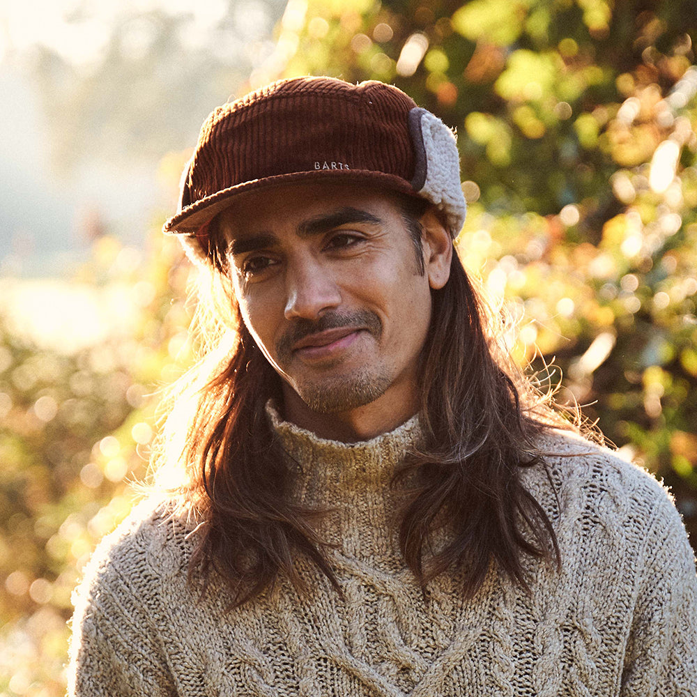 Gorra 5 paneles Rayner de pana con orejeras de Barts - Rojo Óxido