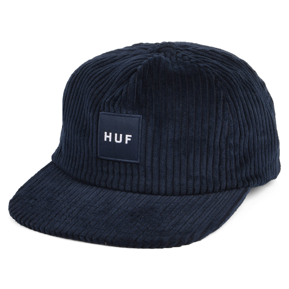 Gorra de béisbol Box Logo visera plana de pana de HUF - Azul Marino