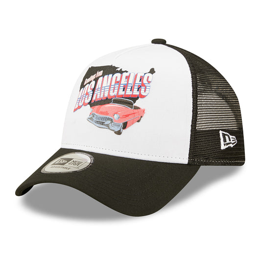 Gorra Trucker 9FORTY Repreve US State Wordmark Los Angeles de New Era - Negro-Blanco