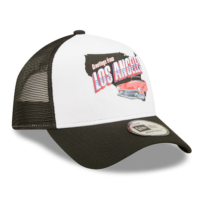 Gorra Trucker 9FORTY Repreve US State Wordmark Los Angeles de New Era - Negro-Blanco