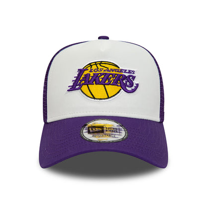 Gorra Trucker 9FORTY A-Frame NBA Team Colour Block L.A. Lakers de New Era - Blanco-Morado