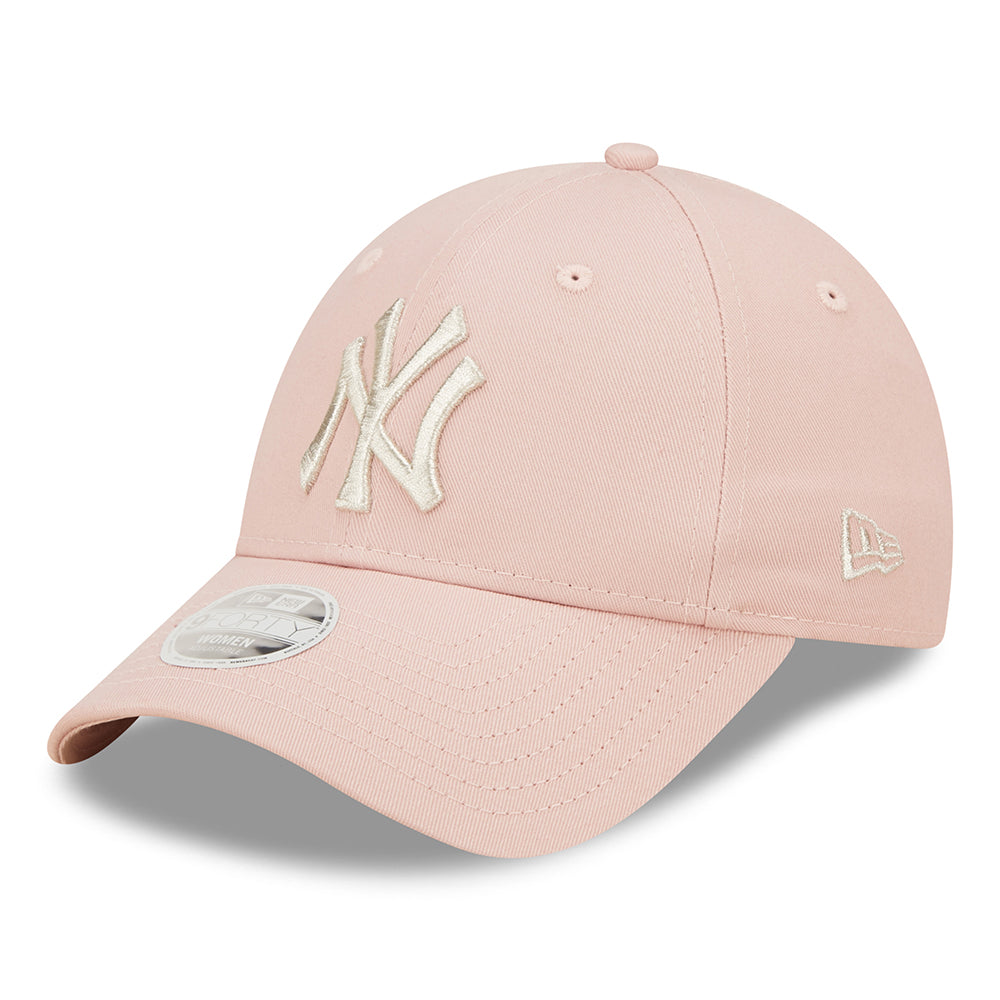 Gorra de béisbol 9FORTY MLB Metallic Logo New York Yankees de New Era - Rosa Claro-Plateado