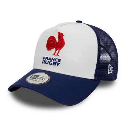Gorra Trucker A-Frame Essential Federación Francesa de Rugby de New Era - Blanco-Azul