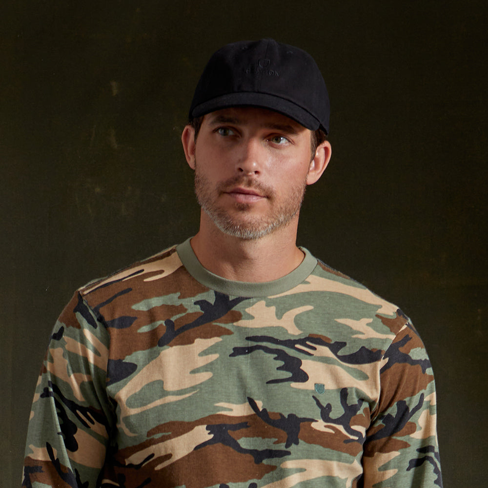 Gorra de béisbol Alpha LP de algodón de Brixton - Negro Lavado