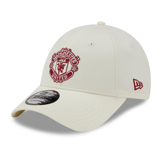 Gorra de béisbol 9FORTY de temporada Manchester United FC de New Era - Blanco Roto-Rojo Cardenal
