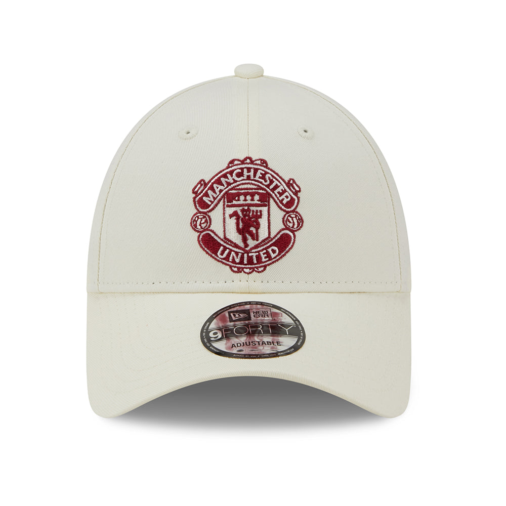 Gorra de béisbol 9FORTY de temporada Manchester United FC de New Era - Blanco Roto-Rojo Cardenal