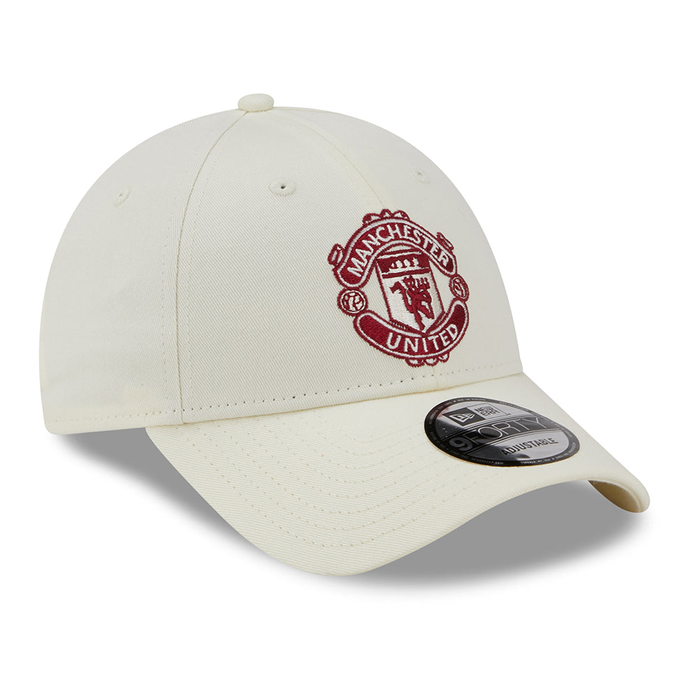 Gorra de béisbol 9FORTY de temporada Manchester United FC de New Era - Blanco Roto-Rojo Cardenal