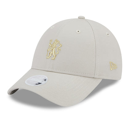 Gorra de béisbol 9FORTY Metallic Lion Crest Chelsea FC de New Era - Piedra