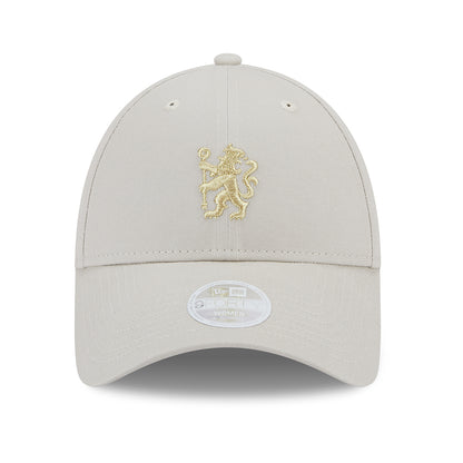 Gorra de béisbol 9FORTY Metallic Lion Crest Chelsea FC de New Era - Piedra