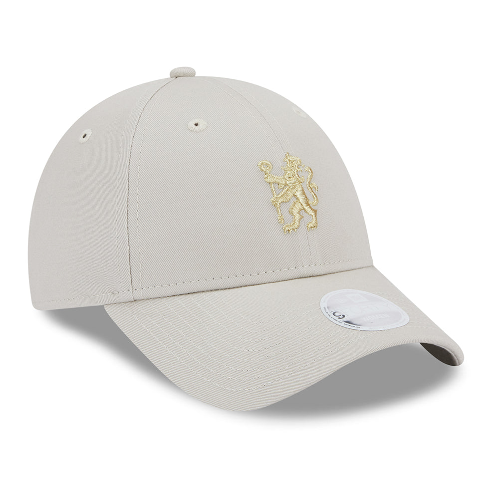 Gorra de béisbol 9FORTY Metallic Lion Crest Chelsea FC de New Era - Piedra