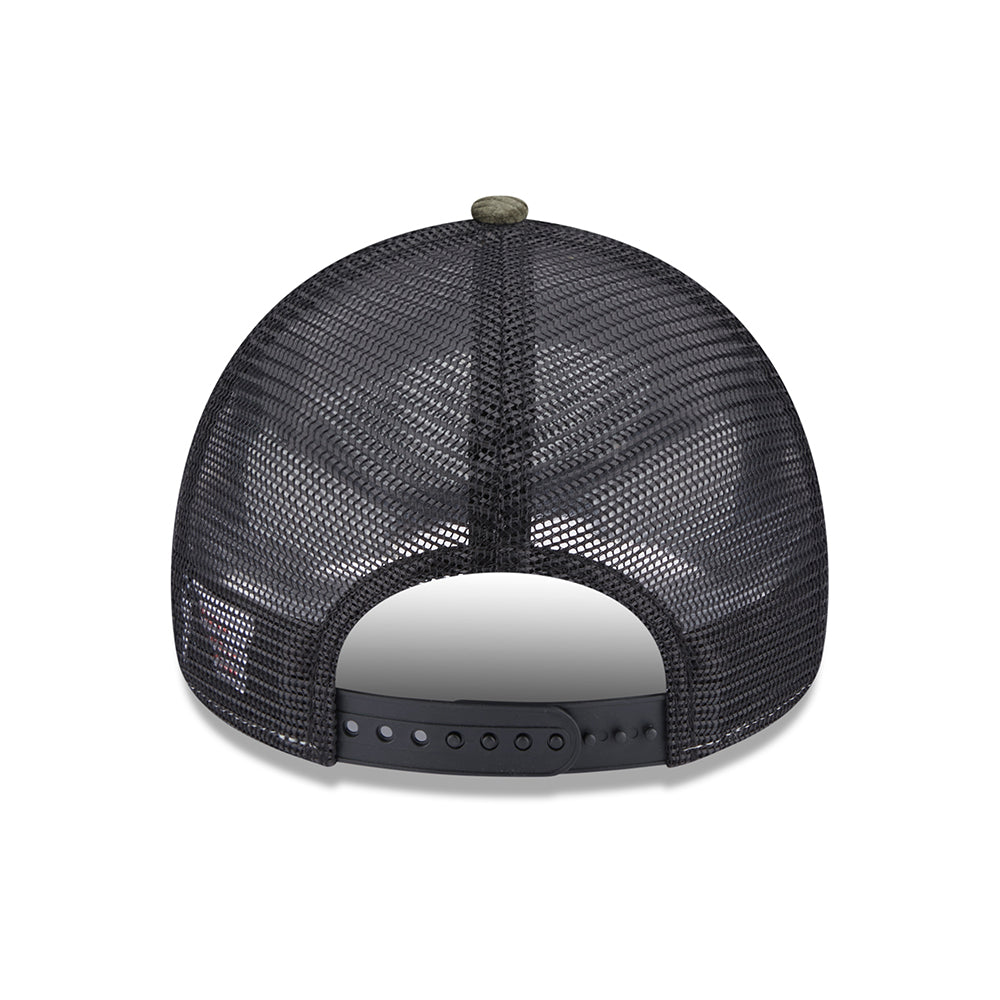 Gorra Trucker A-Frame de pana de New Era - Verde Oliva-Negro