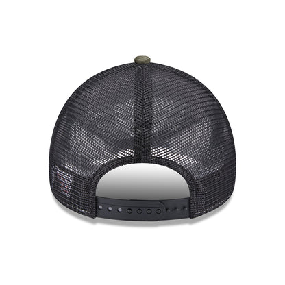 Gorra Trucker A-Frame de pana de New Era - Verde Oliva-Negro