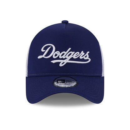 Gorra Trucker A-Frame MLB Team Script L.A. Dodgers de New Era - Azul Oscuro-Blanco