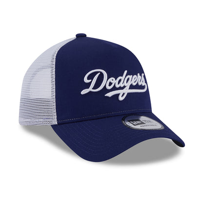 Gorra Trucker A-Frame MLB Team Script L.A. Dodgers de New Era - Azul Oscuro-Blanco