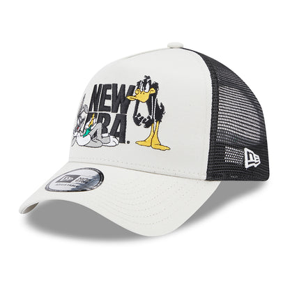 Gorra Trucker A-Frame Looney Tunes Bugs Bunny & Daffy Duck de New Era - Piedra-Negro