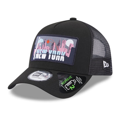 Gorra Trucker A-Frame License Plate New York de New Era - Negro
