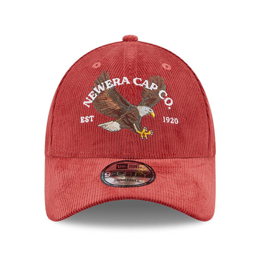Gorra de béisbol 9FORTY NE Cord Águila de New Era - Rojo Lavado