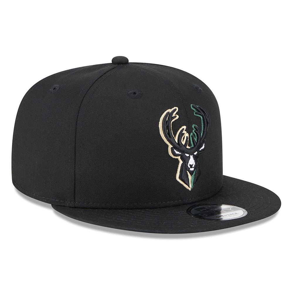 Gorra ajustable 9FIFTY NBA Split Logo Milwaukee Bucks de New Era - Negro