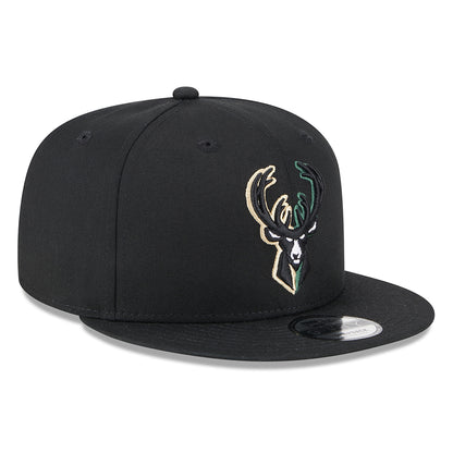 Gorra ajustable 9FIFTY NBA Split Logo Milwaukee Bucks de New Era - Negro