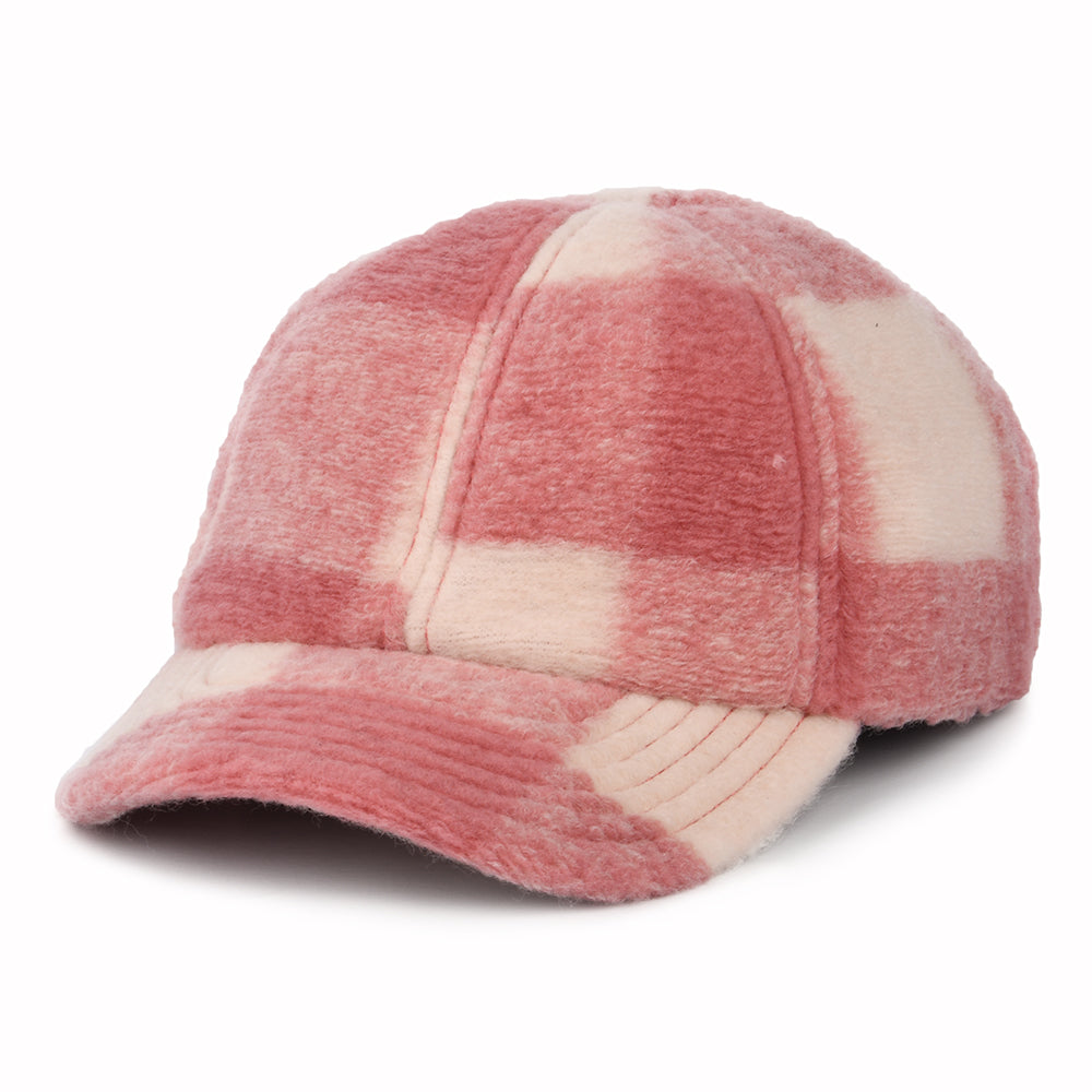 Gorra de béisbol Invierno de mezcla de lana a cuadros de Seeberger - Rosa-Blanco Roto