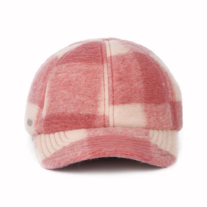 Gorra de béisbol Invierno de mezcla de lana a cuadros de Seeberger - Rosa-Blanco Roto