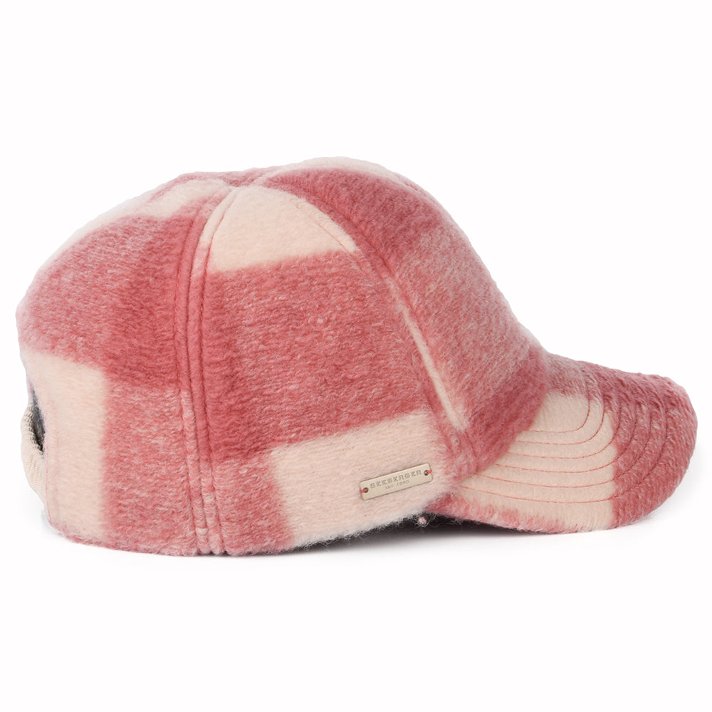 Gorra de béisbol Invierno de mezcla de lana a cuadros de Seeberger - Rosa-Blanco Roto