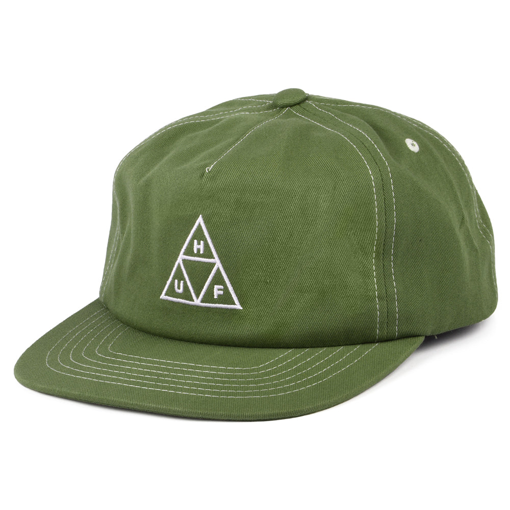 Gorra Snapback Triple Triangle sin estructurar de HUF - Verde Oliva Claro-Blanco