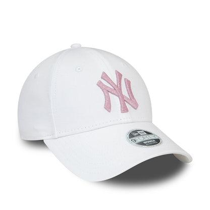 Gorra de béisbol 9FORTY MLB Metallic Logo New York Yankees de New Era - Blanco-Rosa