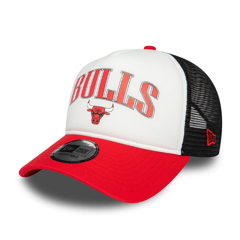 Gorra Trucker A-Frame NBA Retro Chicago Bulls de New Era - Blanco-Rojo-Negro