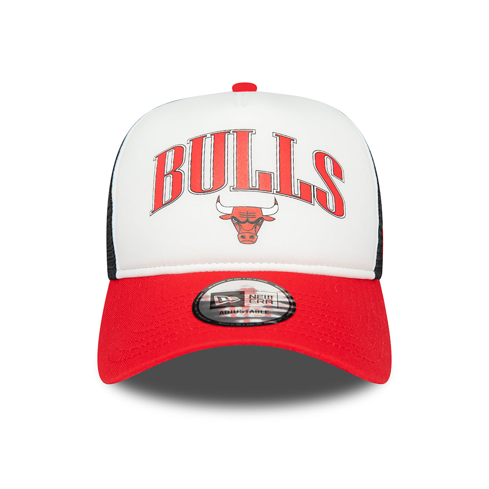 Gorra Trucker A-Frame NBA Retro Chicago Bulls de New Era - Blanco-Rojo-Negro