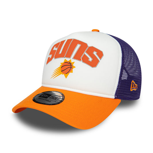 Gorra Trucker A-Frame NBA Retro Phoenix Suns de New Era - Blanco-Naranja-Morado