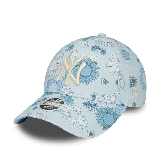Gorra de béisbol mujeres 9FORTY MLB Floral AOP New York Yankees de New Era - Azul Claro