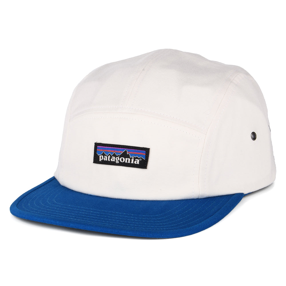 Gorra 5 paneles P-6 Label Maclure de algodón orgánico de Patagonia - Crema-Azul